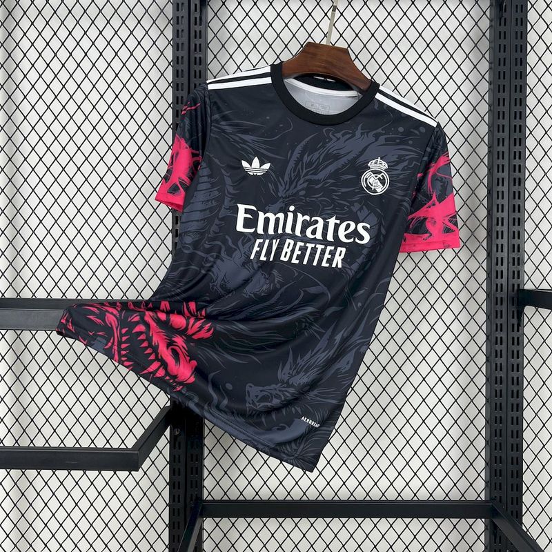 Camisa Real Madrid Dragão 2024/25 Preta e Vermelha - Torcedor