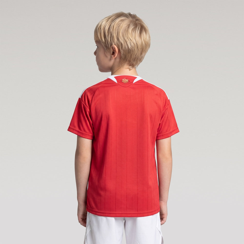Kit Infantil Internacional I 2026/27 Vermelho Camisa e Shorts - criança vestindo o kit, vista de costas