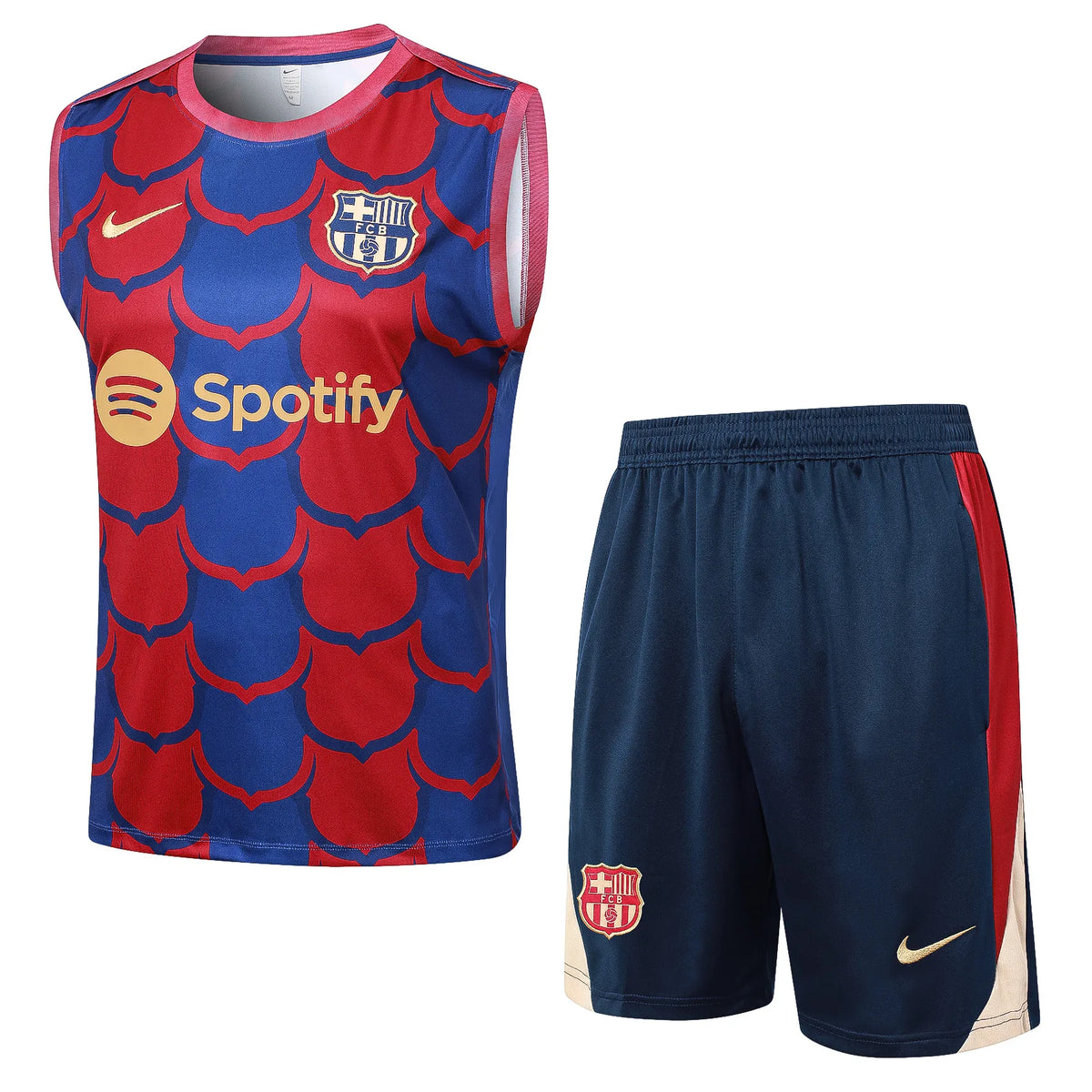 Conjunto Barcelona Treino Regata 24/25 - Azul e Vermelho