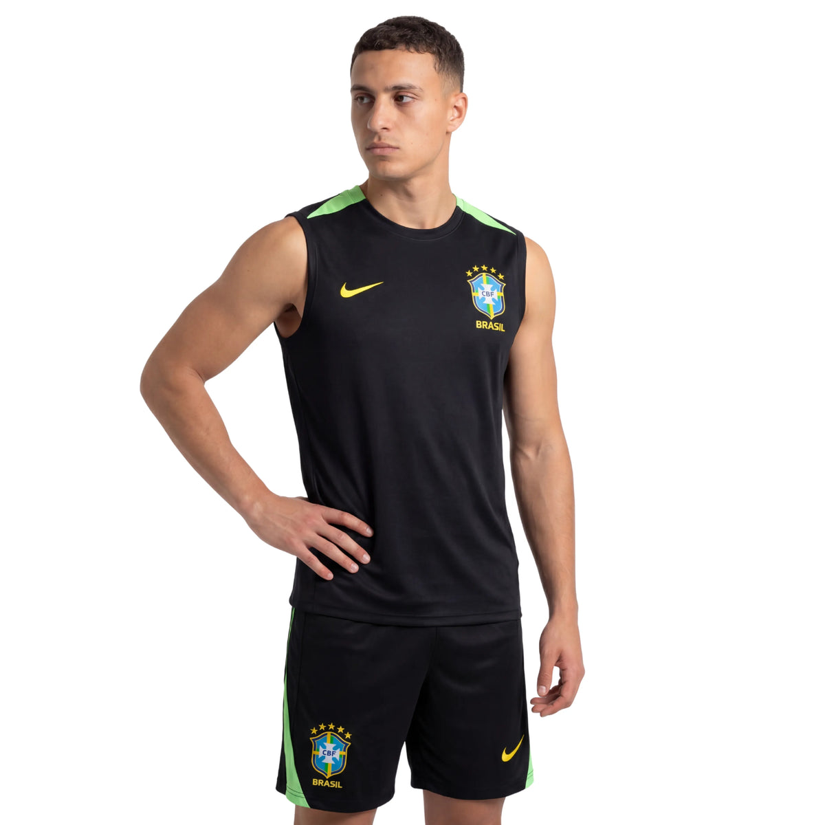 Conjunto Brasil Treino Regata 24/25 - Preto e Verde - Oliver Company