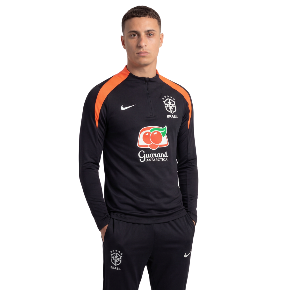 Conjunto Agasalho Treino Brasil 24/25 - Preto e Laranja - Oliver Company