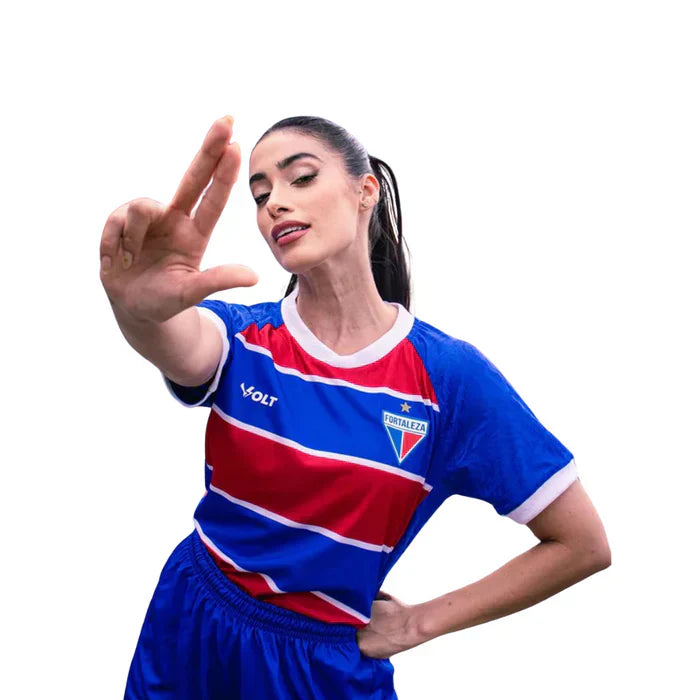 Camisa Fortaleza I 2024/25 Vermelha e Azul Feminina - Torcedor