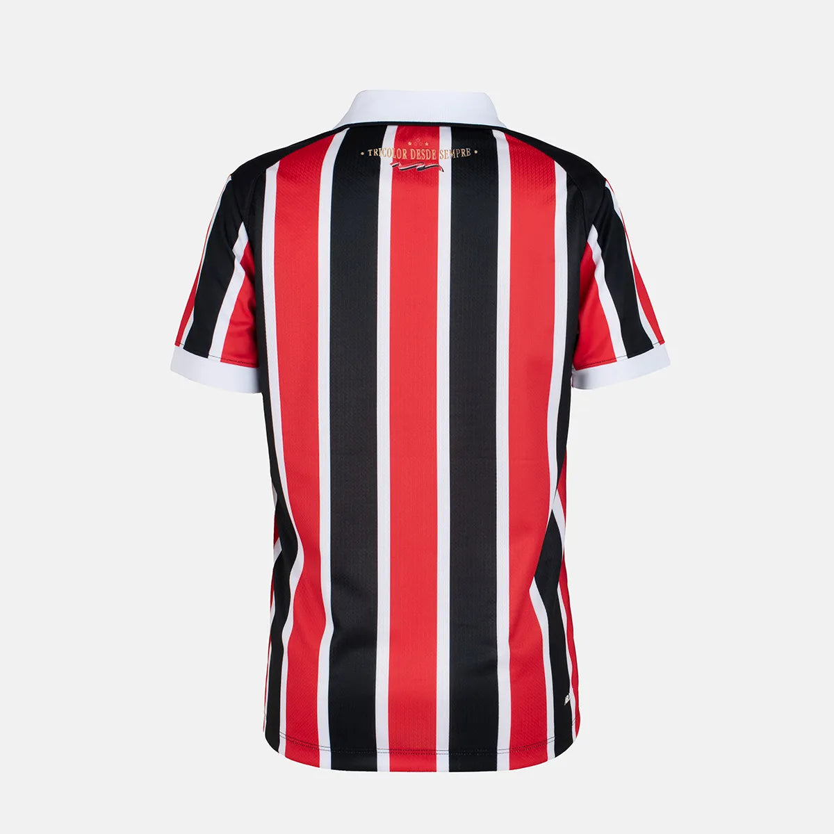 Kit Infantil São Paulo II 2026/27 Tricolor Listrado Camisa e Shorts - detalhes de acabamento 1