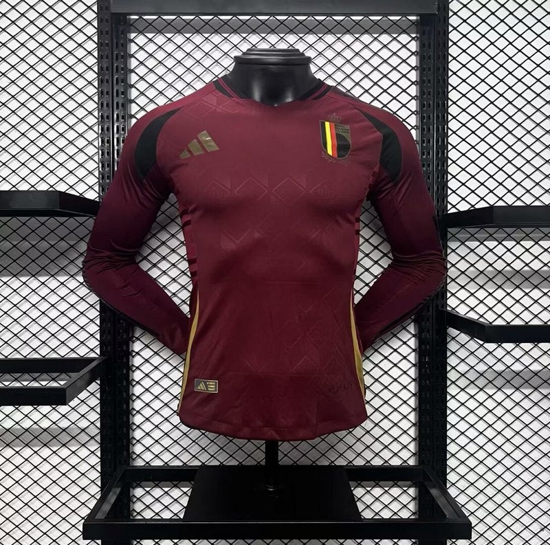 Camisa Bélgica Eurocopa I 2024/25 Manga Longa - Jogador