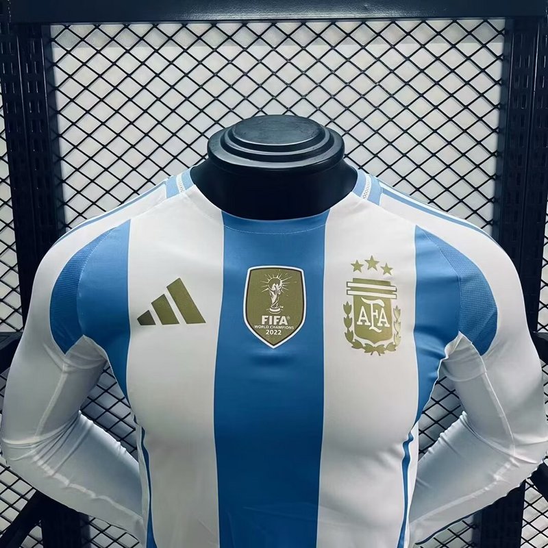 Player Argentina 2024∕25 Home Long Sleeves Jersey – Player Versi(CB6D)