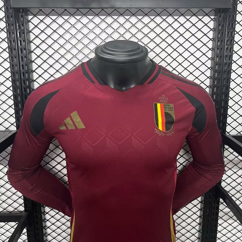 Player Belgium 2024∕25 Euro Home Long Sleeves Jersey – Player Version(9685)