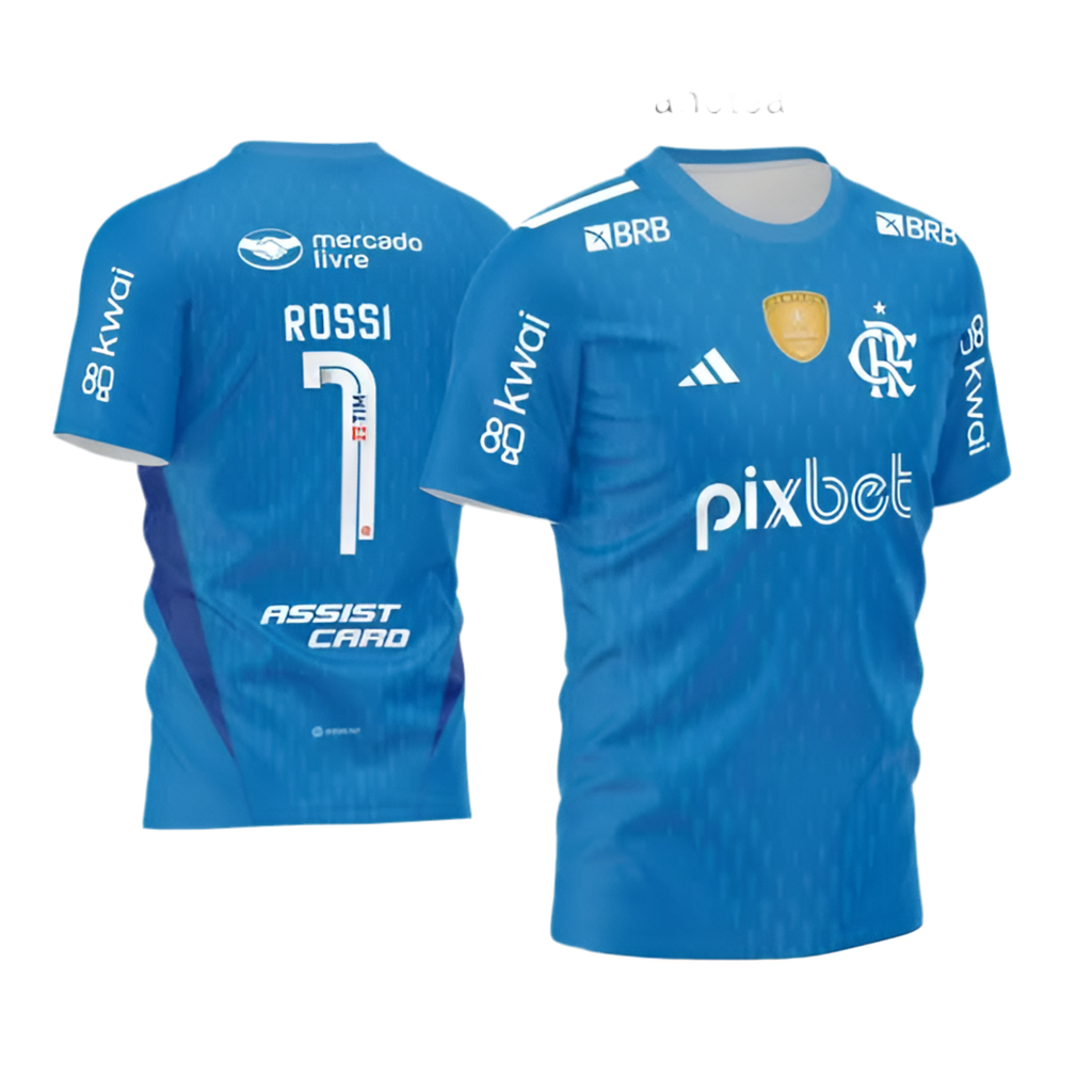 Camisa Flamengo Goleiro S/N° Todos os Patrocinadores 24/25  Azul
