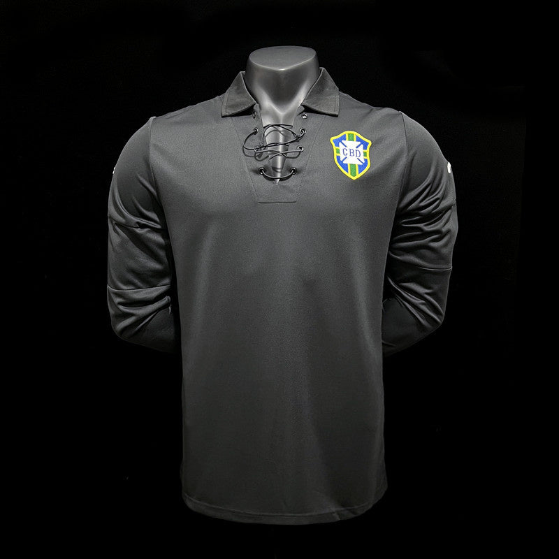 Camisa Retrô Brasil Edição Especial 2004 Preta Manga Longa