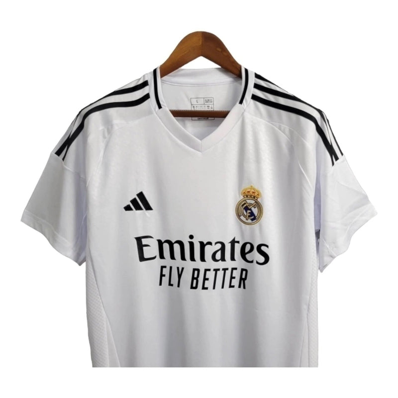 Camisa Real Madrid I 24/25 - Torcedor Adidas Masculina - Branca com detalhes em preto