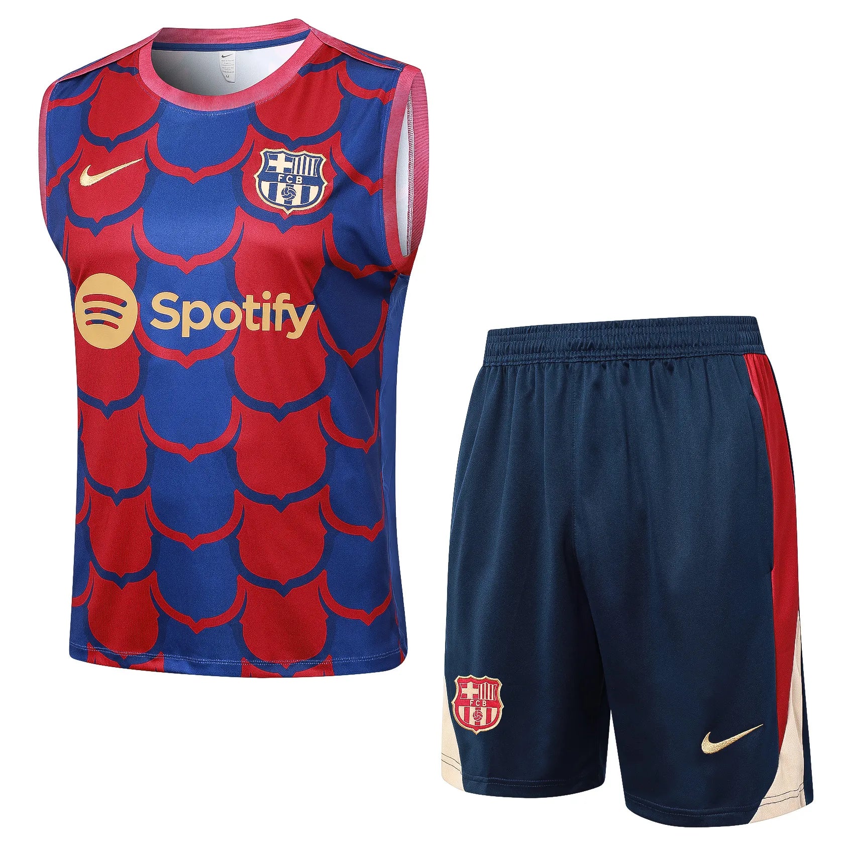 Conjunto Barcelona Treino Regata 24/25 - Azul e Vermelho