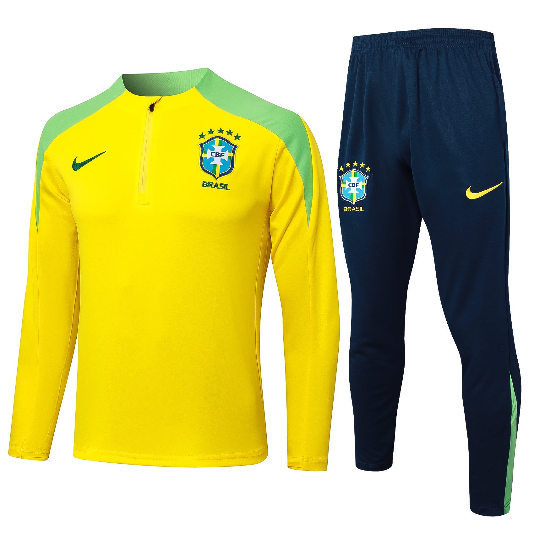 Conjunto agasalho treino Brasil 24/25 amarelo e verde