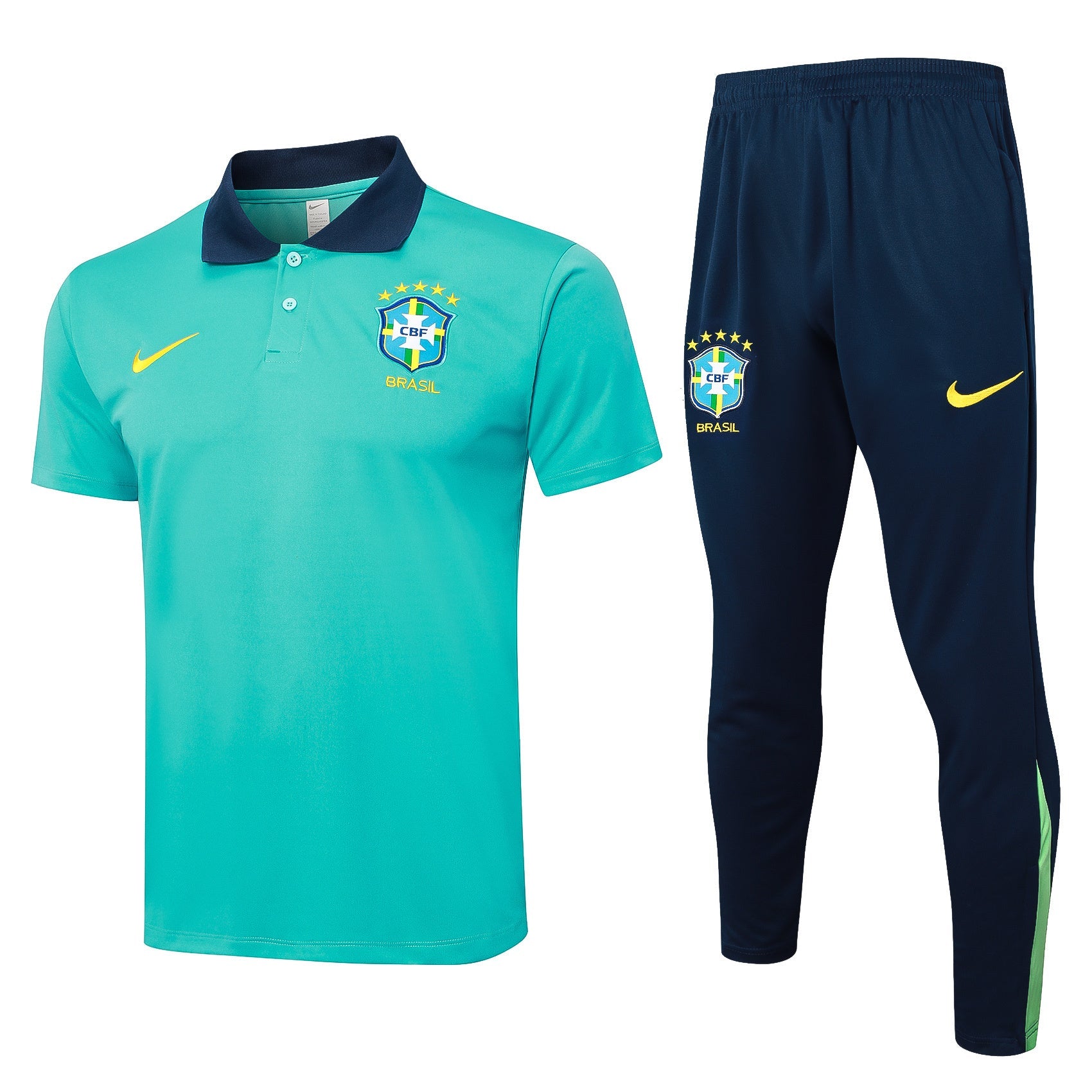 Conjunto Brasil treino polo 24/25 azul ciano