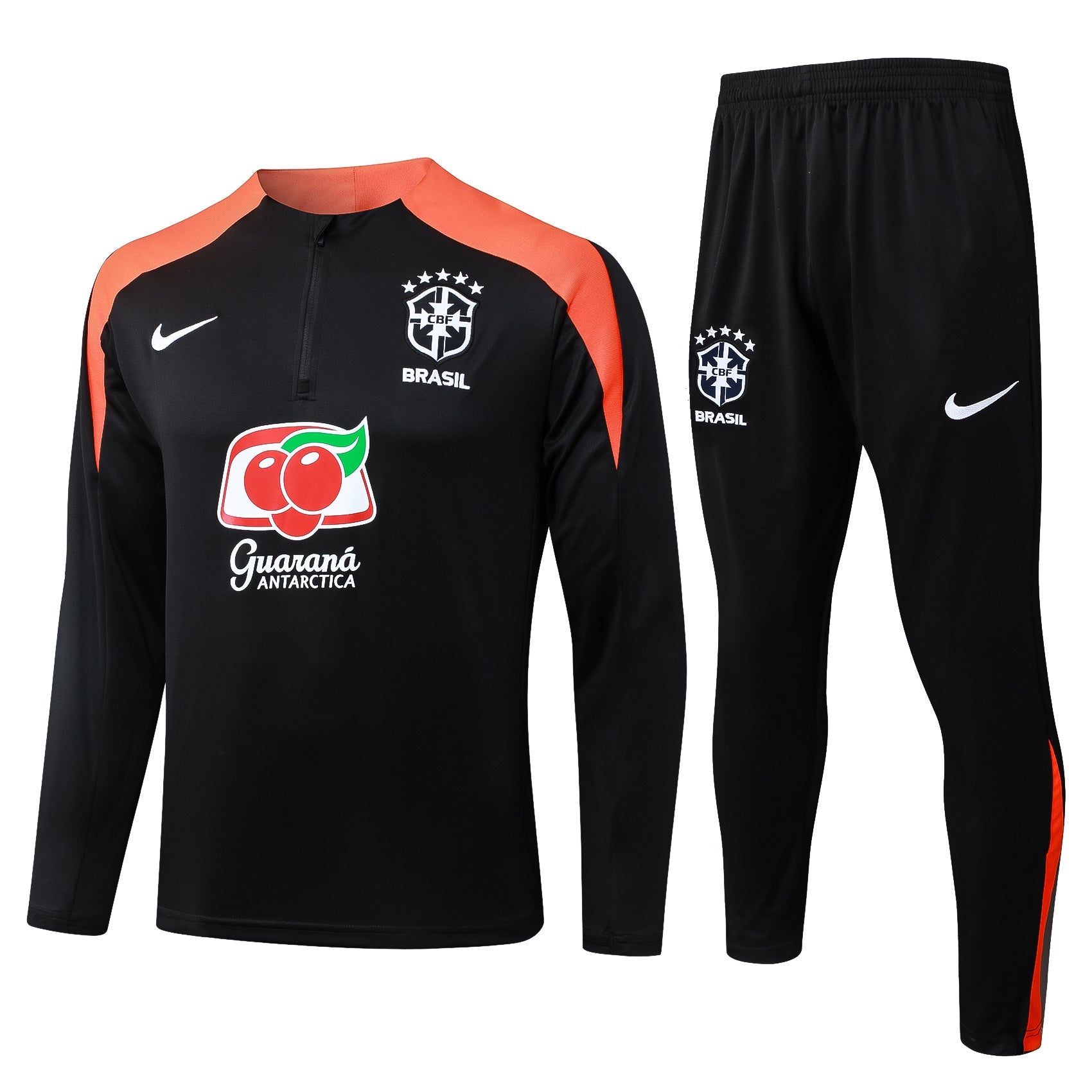 Conjunto agasalho treino Brasil 24/25 preto e laranja