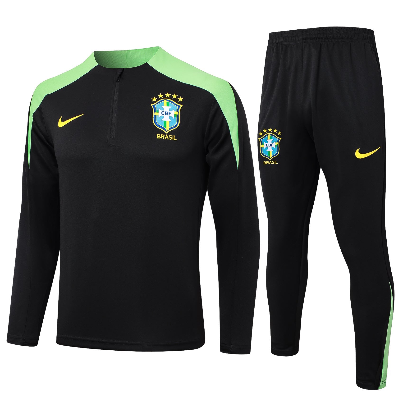 Conjunto agasalho treino Brasil 24/25 preto e verde