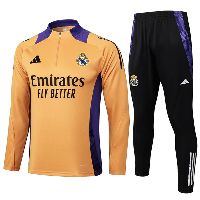 Conjunto Agasalho Treino Real Madrid 24/25 - Laranja