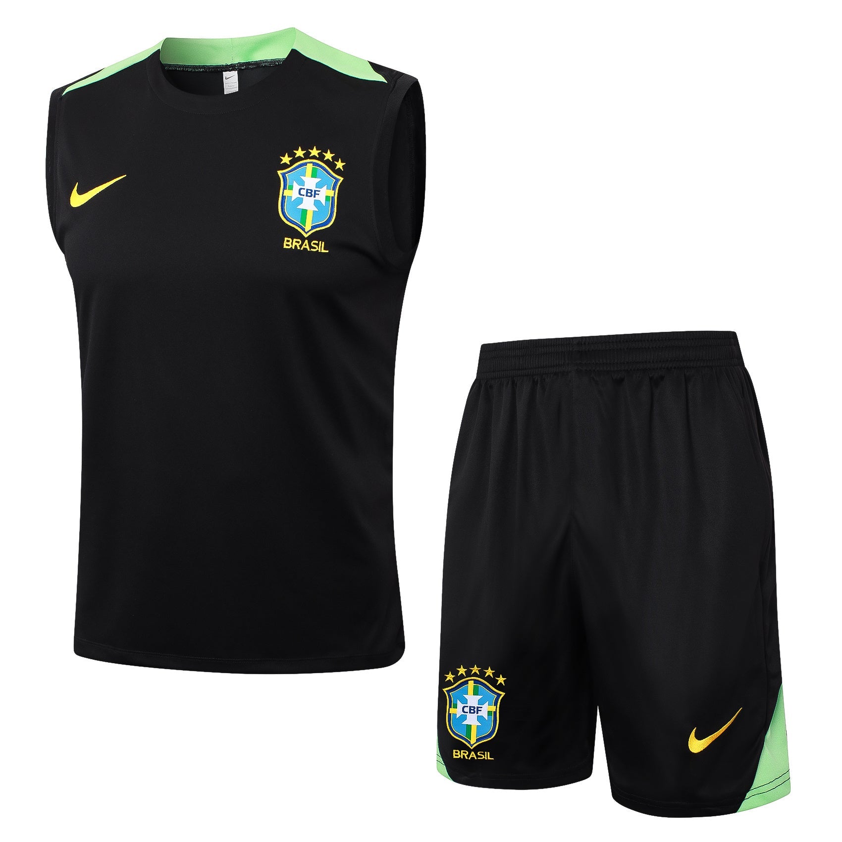 Conjunto Brasil treino regata 24/25 preto e verde