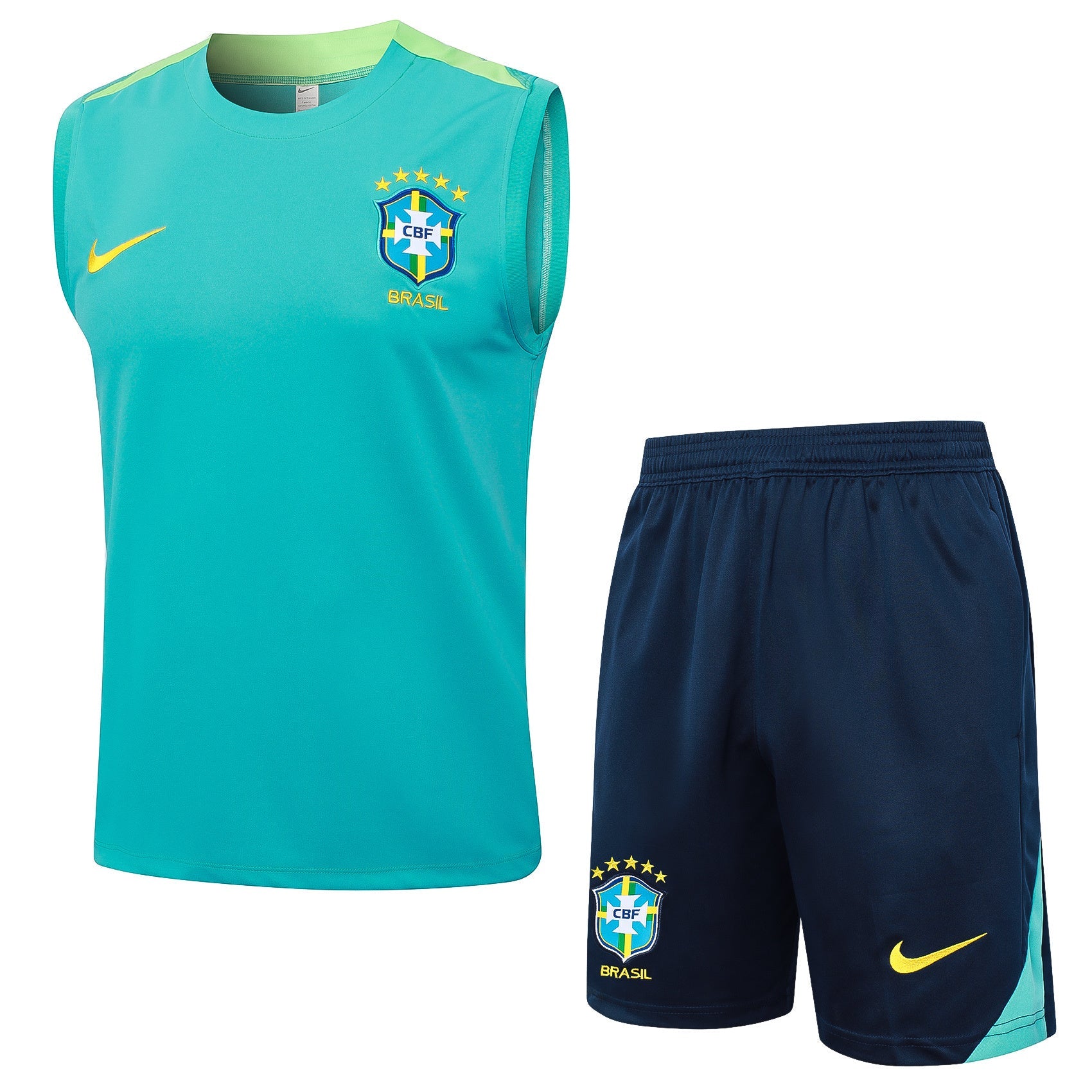 Conjunto Brasil treino regata 24/25 azul ciano