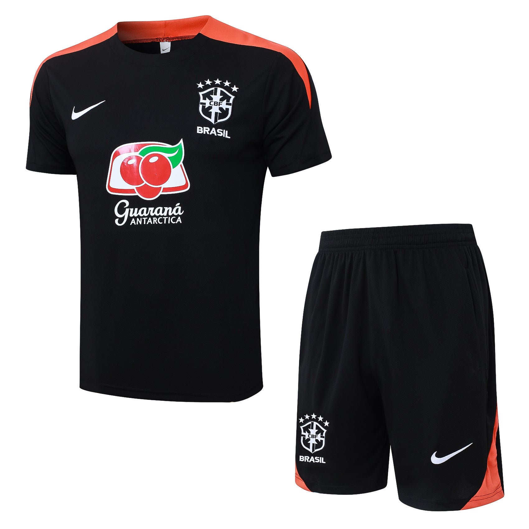 Conjunto Brasil treino 24/25 preto e laranja