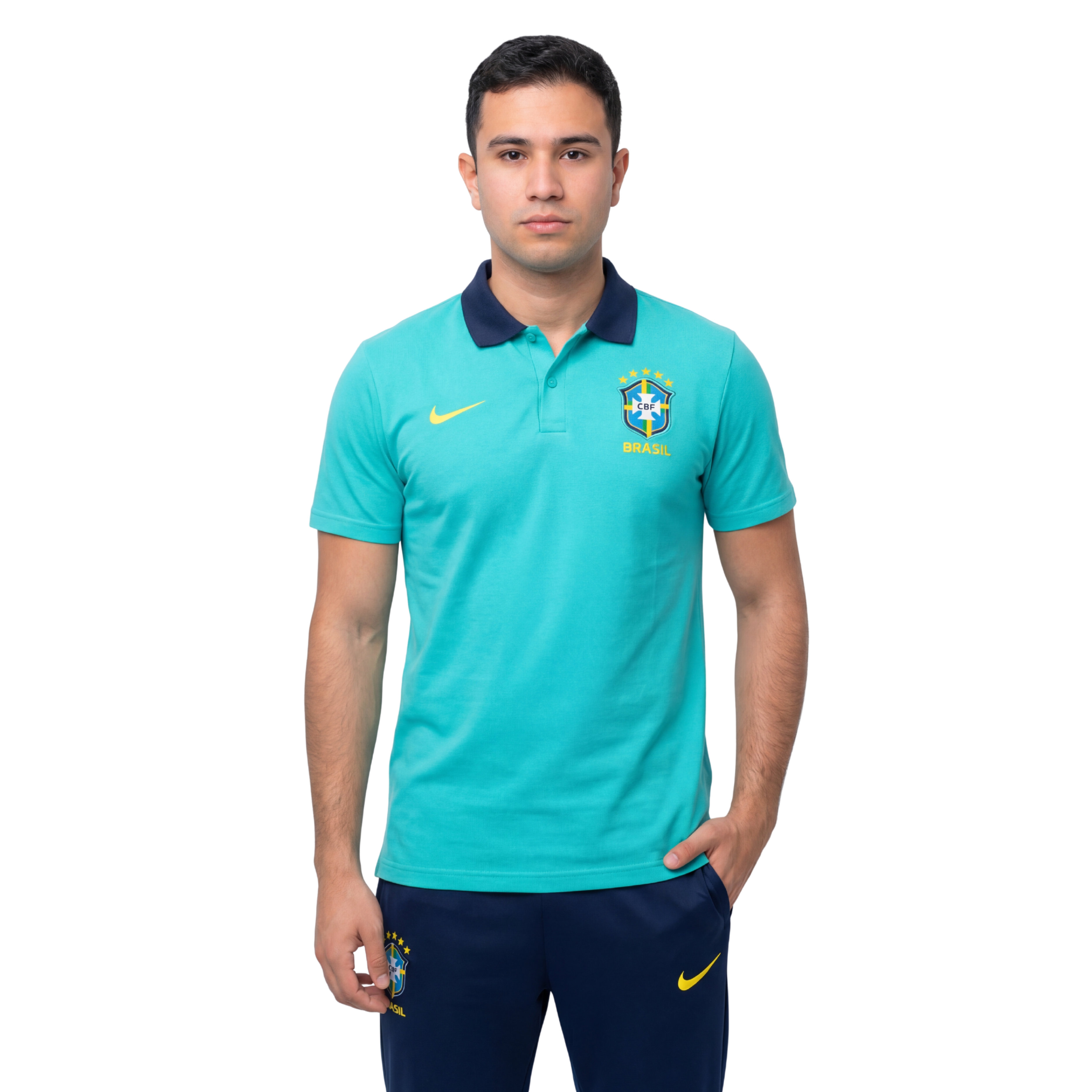 Conjunto Brasil treino polo 24/25 azul ciano