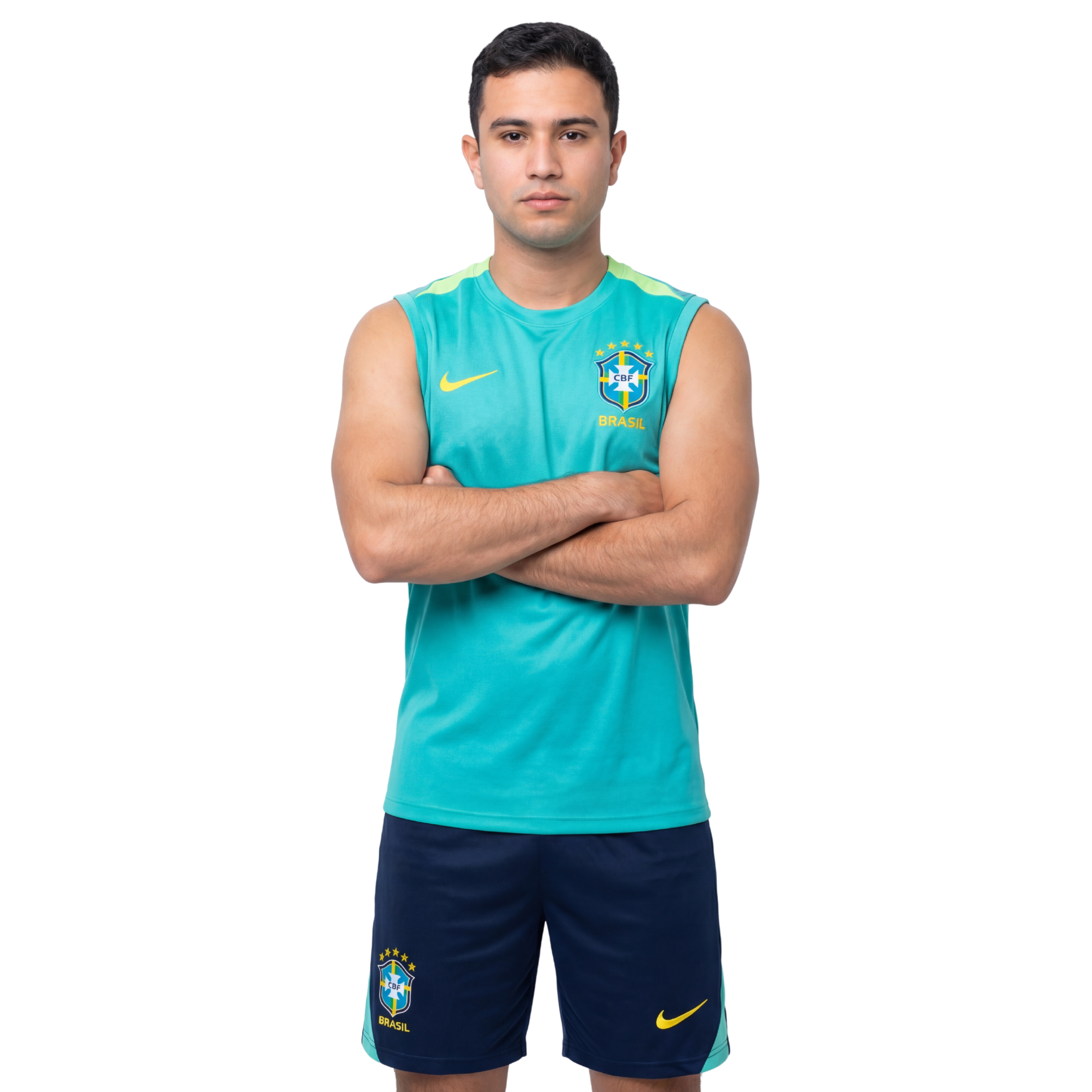 Conjunto Brasil treino regata 24/25 azul ciano