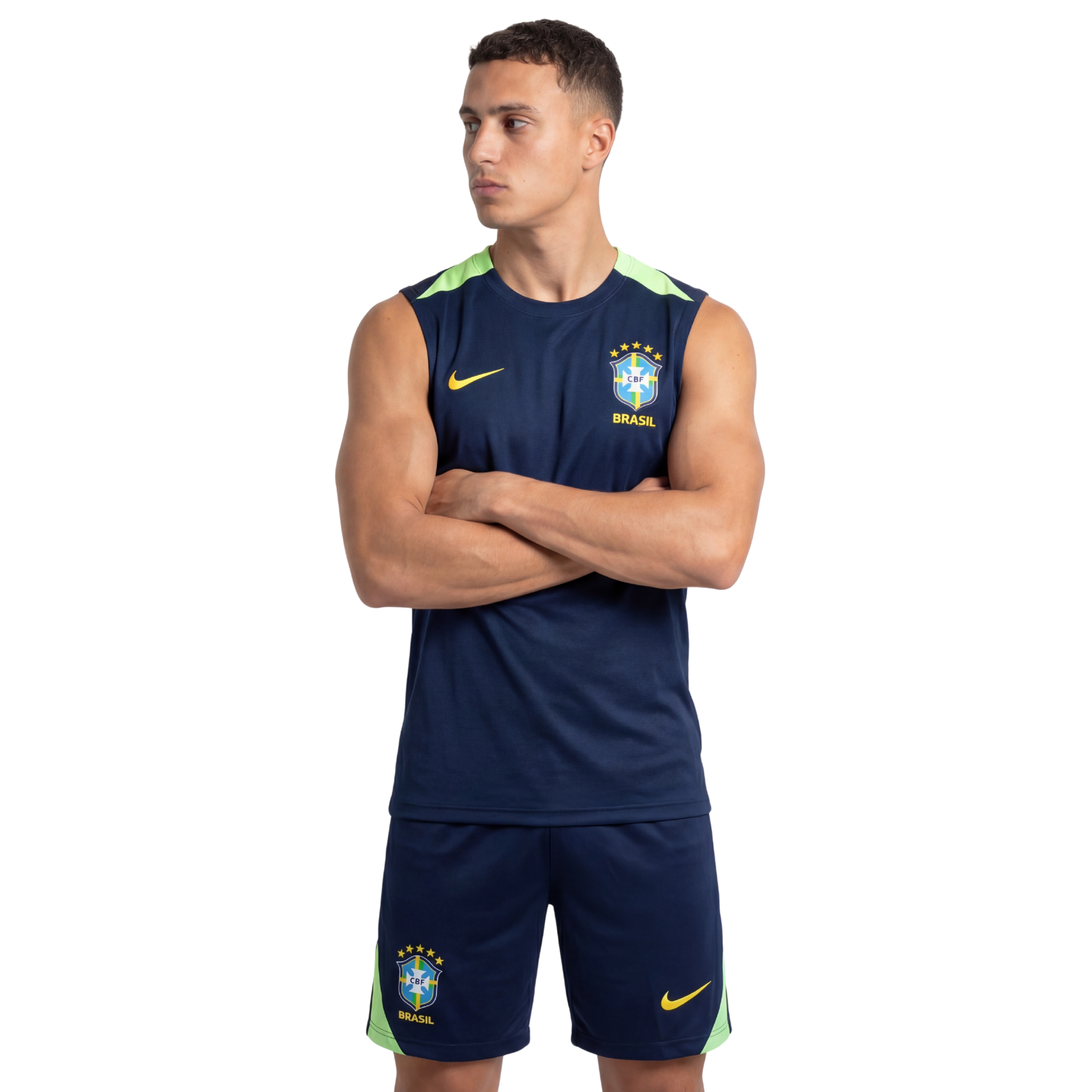 Conjunto Brasil treino regata 24/25 azul e verde