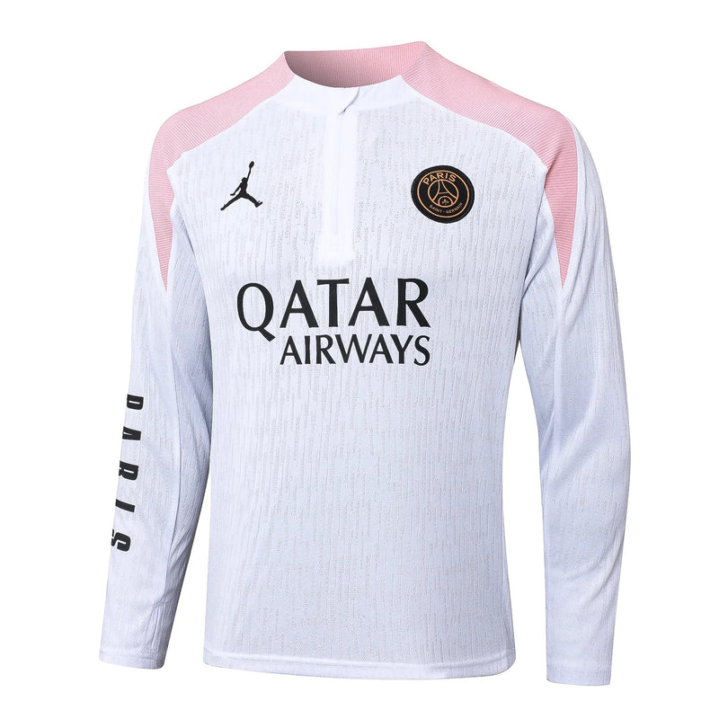Conjunto Agasalho Treino PSG 24/25 - Branco e Rosa