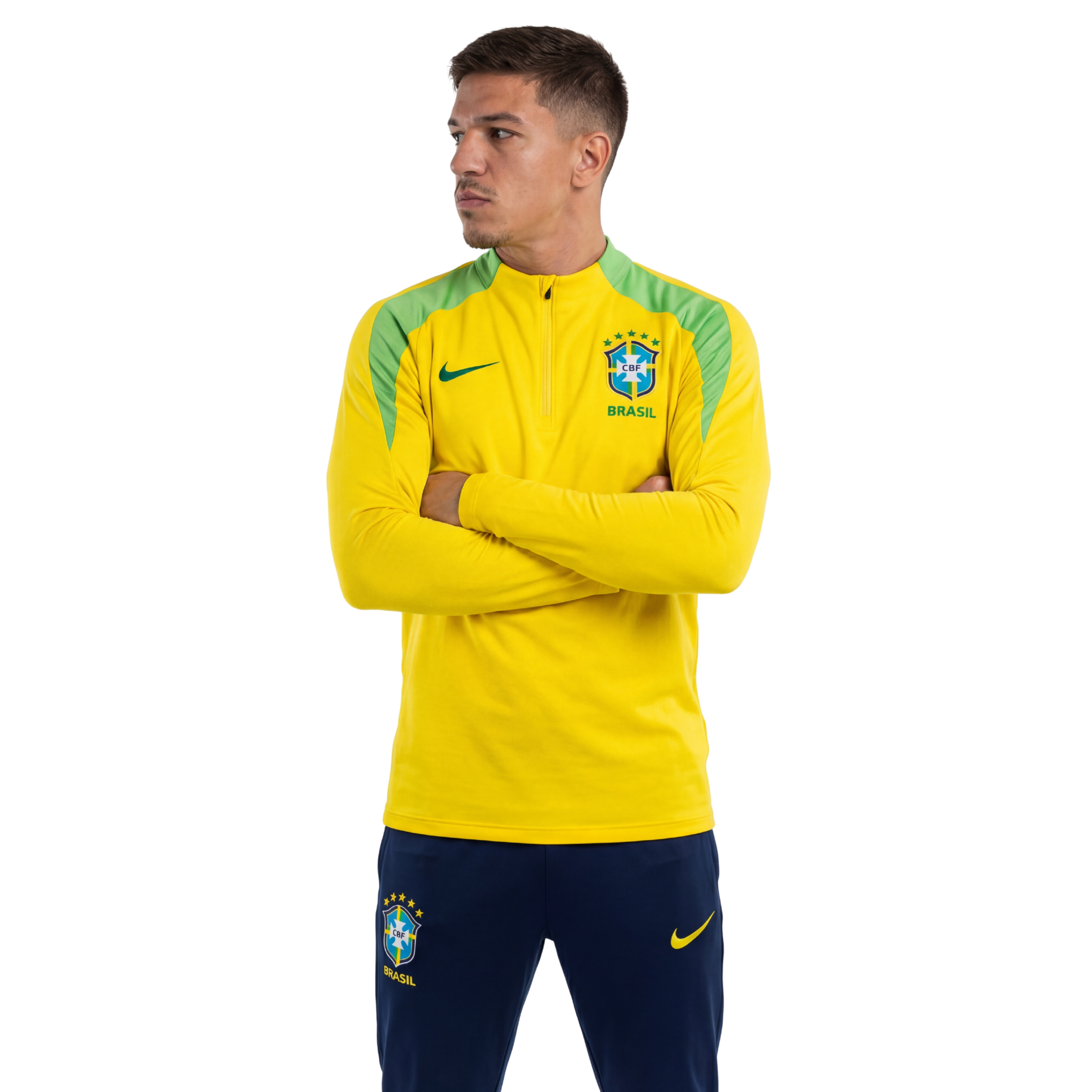 Conjunto agasalho treino Brasil 24/25 amarelo e verde