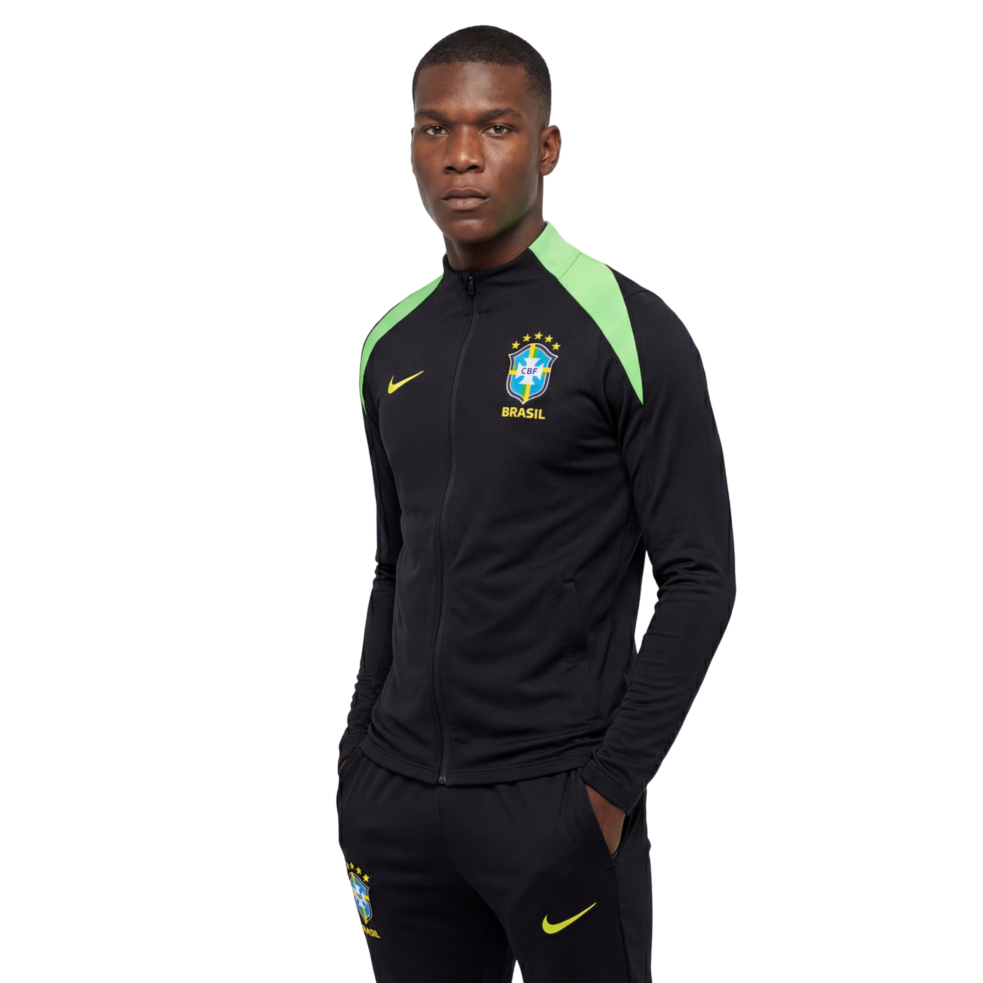 Conjunto agasalho treino Brasil 24/25 preto e verde