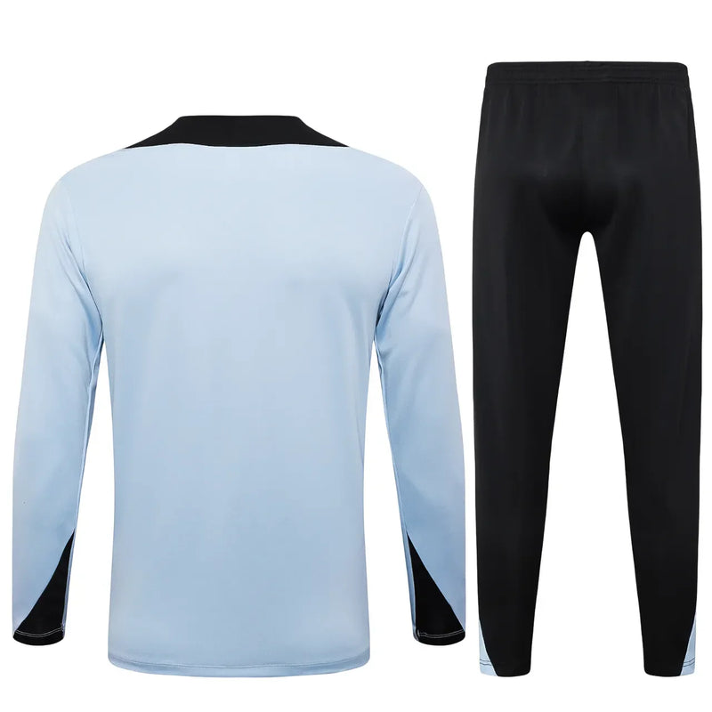 Conjunto Agasalho Treino Barcelona 24/25 - Branco e Preto