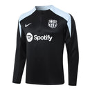 Conjunto Agasalho Treino Barcelona 24/25 - Preto e Branco