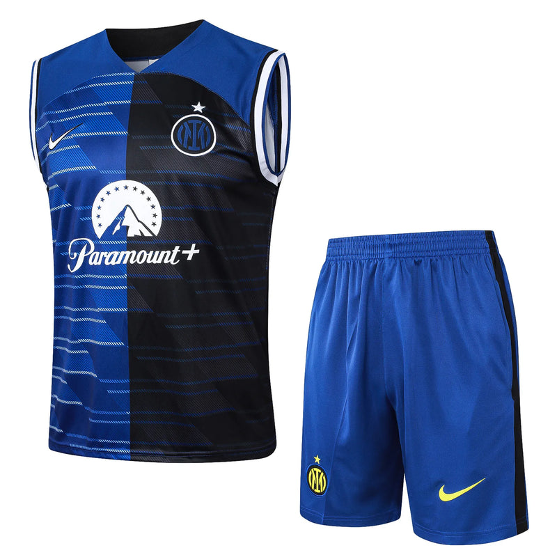 Conjunto Inter de Milão Treino Regata 24/25 - Azul e Preto