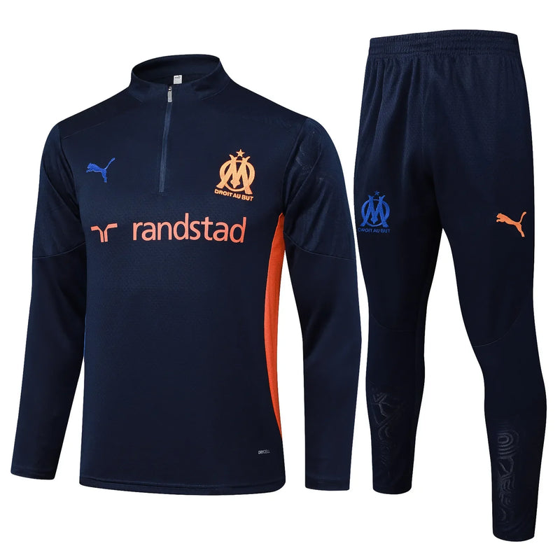 Conjunto Agasalho Treino Olympique de Marseille 24/25 - Azul Escuro