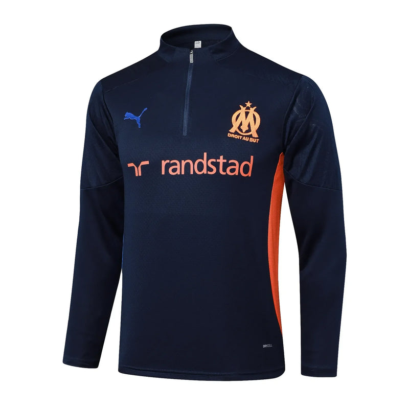 Conjunto Agasalho Treino Olympique de Marseille 24/25 - Azul Escuro