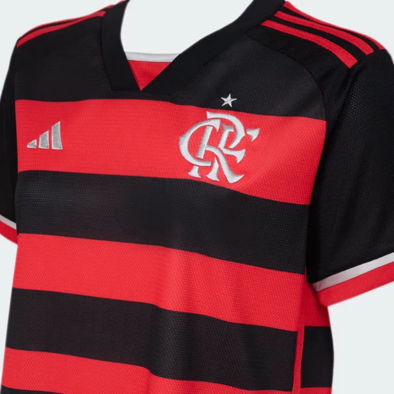 Camisa Feminina Flamengo I 24/25 Adidas  Rubro Negro