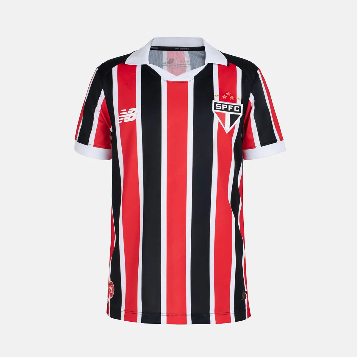 Kit Infantil São Paulo II 2026/27 Tricolor Listrado Camisa e Shorts - vista frontal