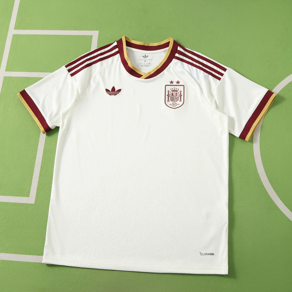 Camisa Espanha II 2026 Off-White Campeã do Mundo 2 Estrelas Torcedor - vista frontal