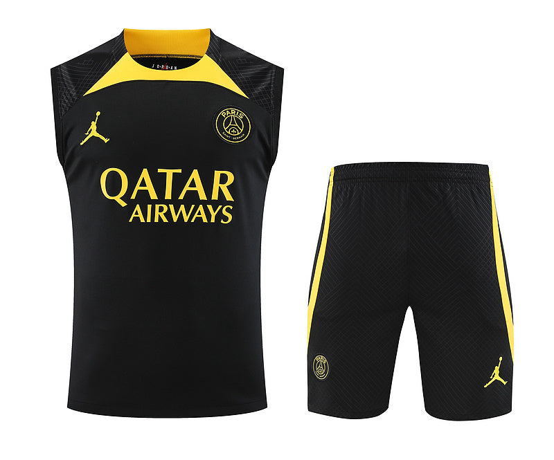 Kit Treino PSG 23/24  Preto/Amarelo