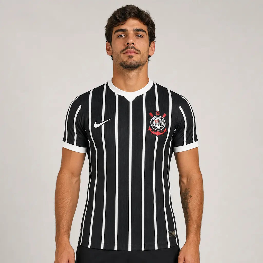 Camisa Corinthians II 2026/27 Preta Jogador - detalhes de acabamento 1