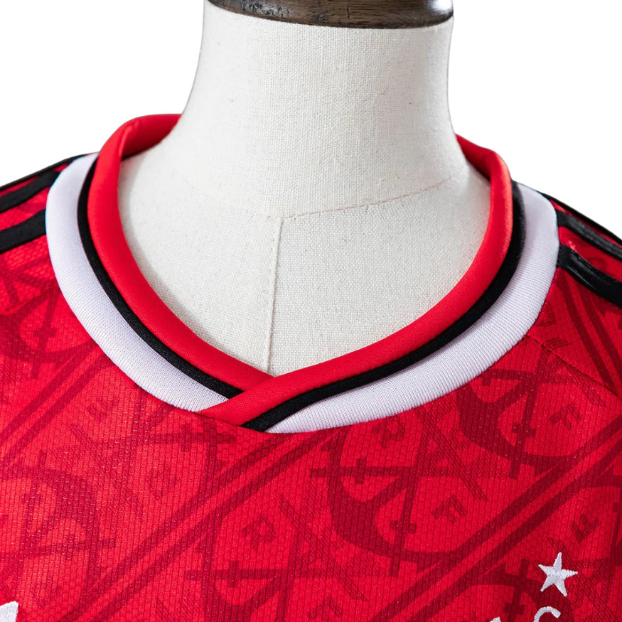 Kit Infantil Flamengo III 2026/27 Vermelho Camisa e Shorts - detalhe da gola