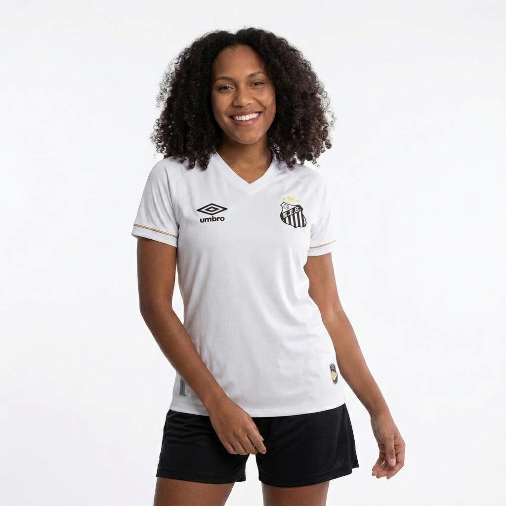 Camisa Santos I 2026/27 Branca Feminina Torcedor - detalhes de acabamento 1