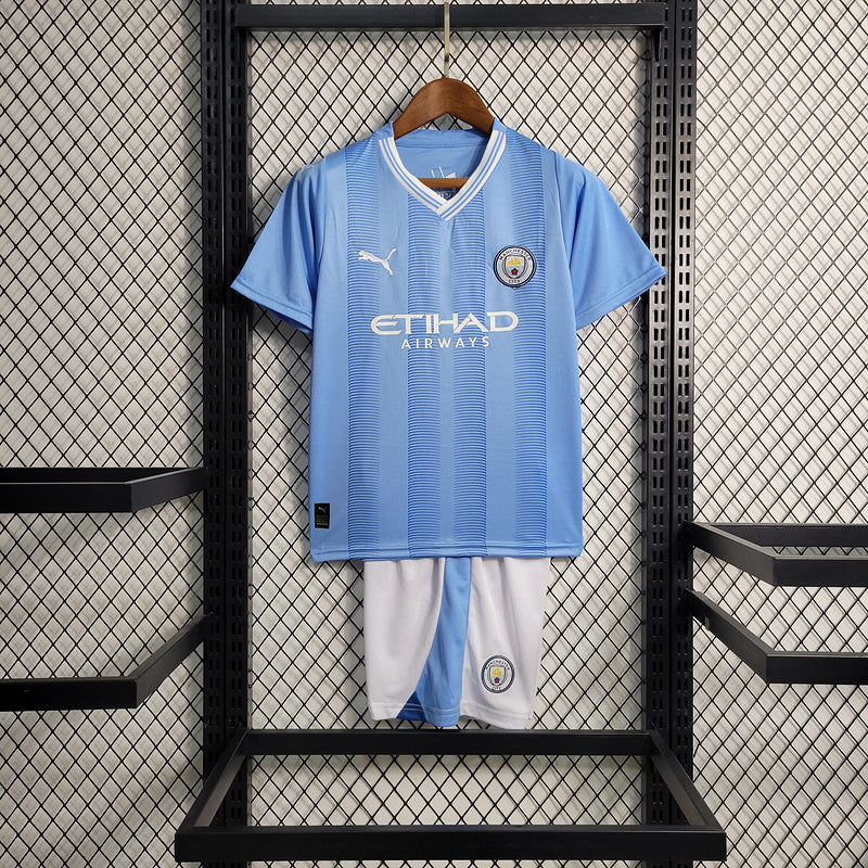 Kit Infantil Manchester City 23/24 Home - Azul