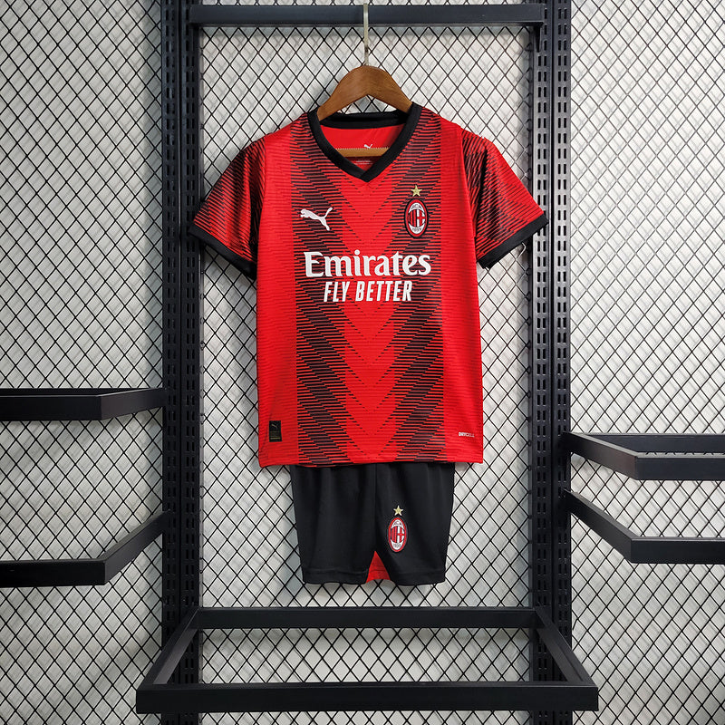 Kit Infantil AC Milan Home 23/24 - Vermelho I